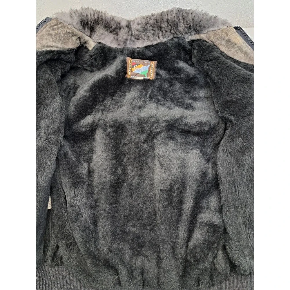 Vintage Garsel Sherpa Lined Genuine Suede Brown Beige Bomber Jacket - Women's 36 - Picture 6 of 9